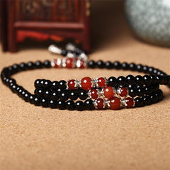 Black Agate Bracelet Men And Women Multi-Circle Fashion 108 Beads Bracelet With Tiger's Eye Red Agate