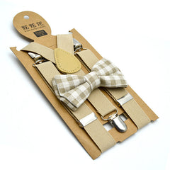 New Children's Suspender Printed Bow Tie Set