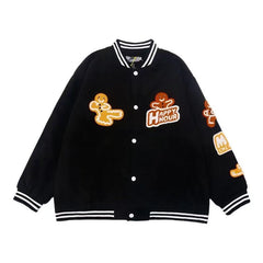 Plus Size Baseball Uniform Polyester Loose Jacket