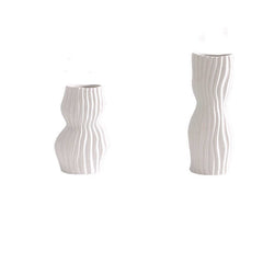 Nordic Creative Hand-painted Vase Ceramic Black And White Vertical Pattern Flower
