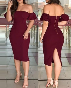 Women's Burgundy One Shoulder Puff Sleeve Bodysuit