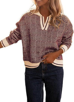 Knitted Pullover Lapel Women's Clothing