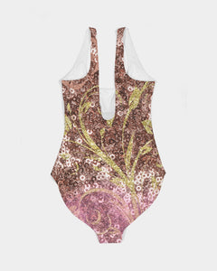 BEAUTIFUL PURPLE GITTER DESIGN CREATED BY FLIPSTYLEZ Women's All-Over Print One-Piece Swimsuit