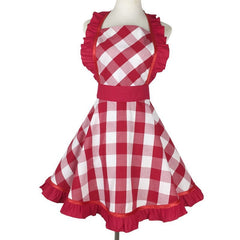 Vintage Plaid Cotton Apron Home Kitchen