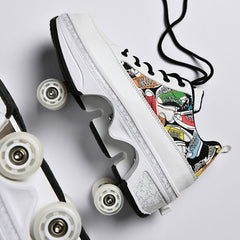 Male And Female Adult Four Wheel Deformation Shoes Student Sports Shoes With Light Pulley