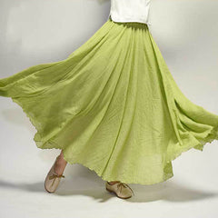 Mori Girl Art Plus Size Cotton And Linen Skirt Elastic Waist Linen A-line Skirt