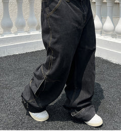 Solid Color Casual Jeans Retro Straight-leg Pants