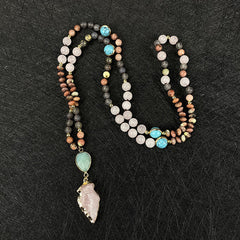 Natural Stone Powder Arrow String Necklace