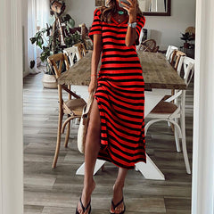 Women's Plus Size Printed Slit Loose Hem Dress
