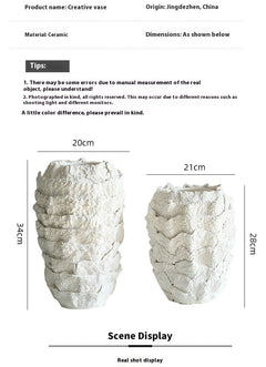 Creative White Ceramic Vase Modern Dining Table Sales Decoration Dried Flowers And Flowerpot