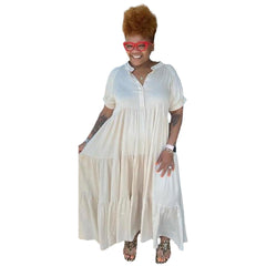 Plus Size Women's Fashion Casual Button Lapel Dress