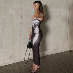Low-cut Buttock Back Slit Suspender Dress