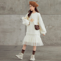 Sweet Performance Dress For Big Girl In Western-style Net Gauze Long Skirt