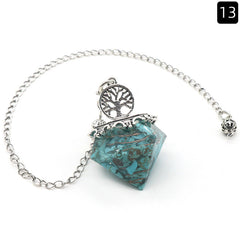 Natural Crystal Resin Crushed Stone Diamond Pendulum