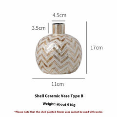 Natural Shell Handmade Ceramic Vase Home Creative Flower Container