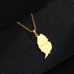 Stylish And Personalized Titanium Steel Smooth Golden Grenada Map