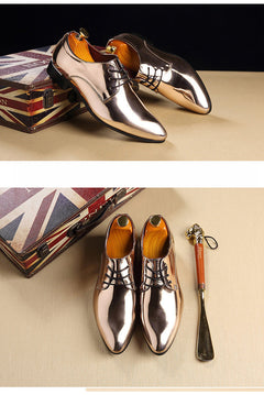 British Pointed Leather Shoes Men's Fashion Bright Leather Men's Shoes Foreign Trade Leather Shoes Amazon Wish LAZADA
