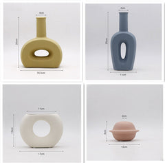Flower Vase Nordic Ceramic Vase Decoration Home Creative Models Living Room Model Flower Arrangement Geometric Art Decorative