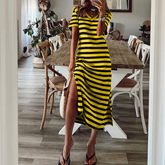Women's Plus Size Printed Slit Loose Hem Dress