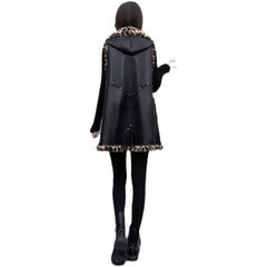 Plus Size Women's Leopard Rabbit Plush Vest Coat