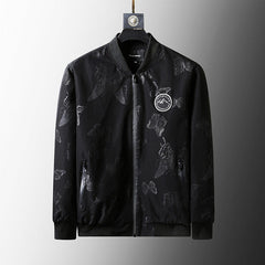 BLACK  Plus Size Loose Clothes Men's Stand-up Collar Jacket