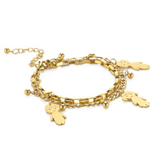 Cartoon Character Titanium Steel Ball Figaro Chain Double Layer Bracelet