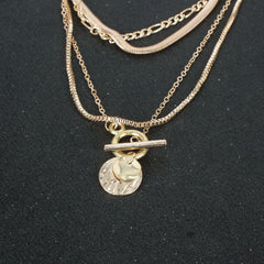 Women's Personalized Alloy Round Pendant Multi-layer Necklace
