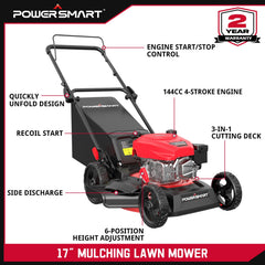 17" 144cc Gas Push 3-in-1 Lawn Mower DV8618P/V8617P